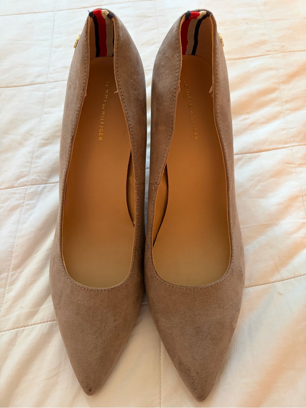 Tommy Hilfiger Taupe Suede Pointed-Toe Heels